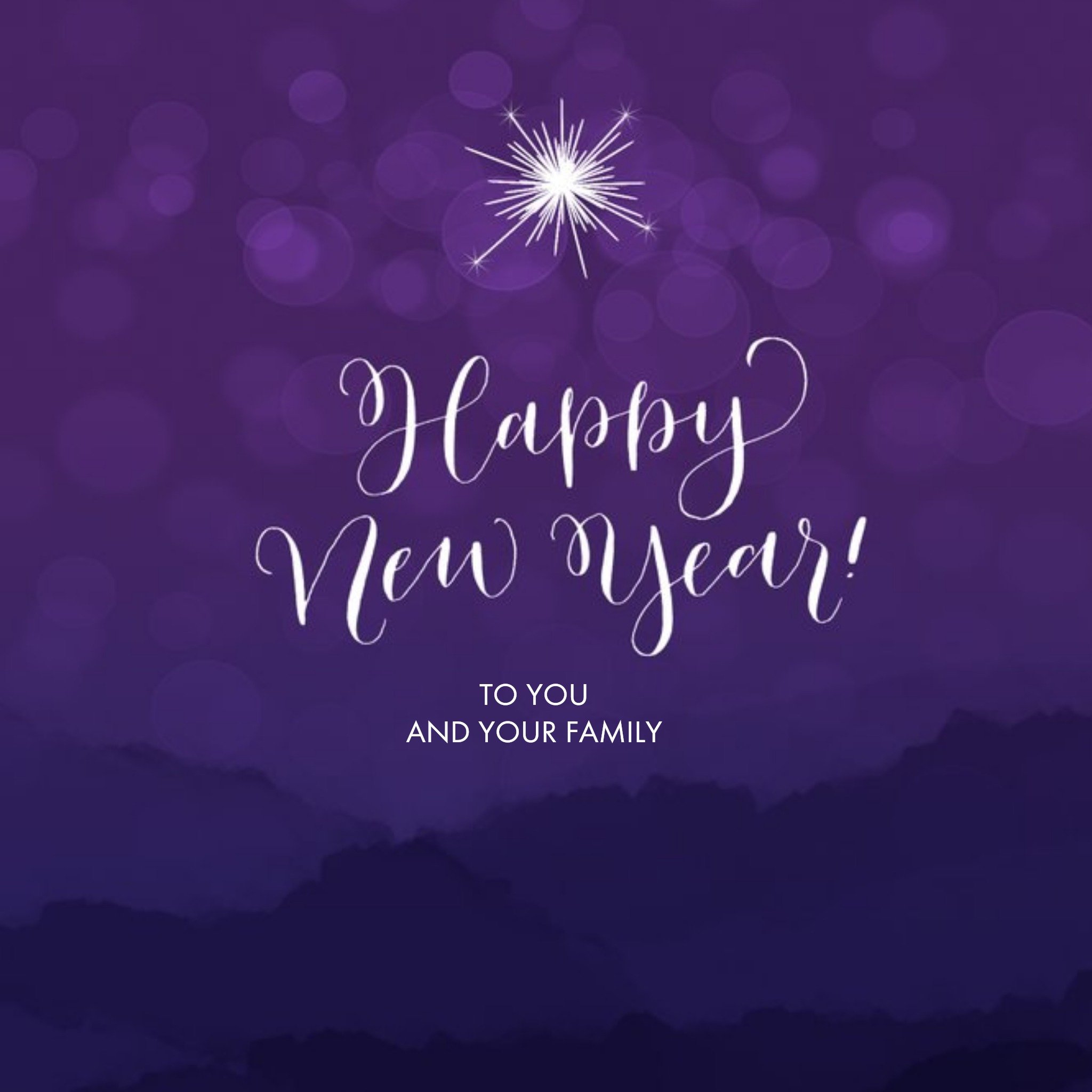 Bright Purple Happy New Year Card, Square