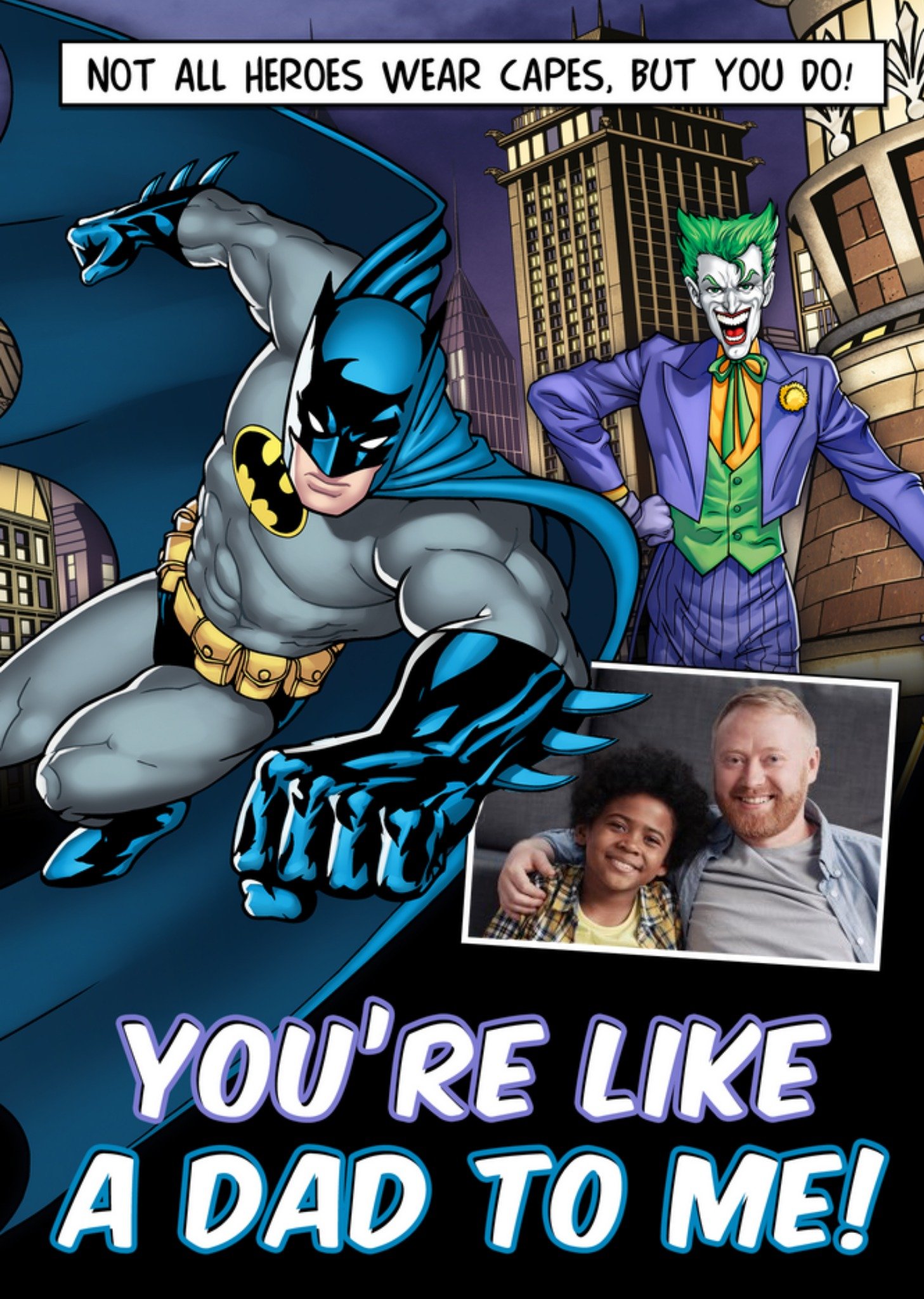 Batman And Joker Like A Dad To Me Photo Upload Father's Day Card Ecard