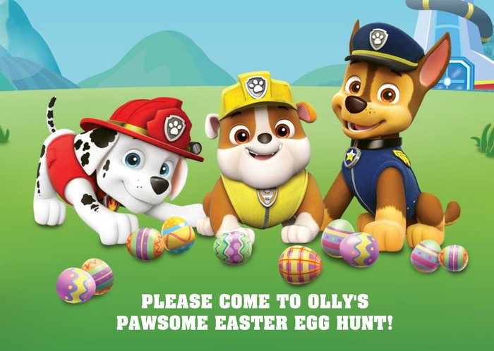 Easter invite - paw patrol - easter egg hunt