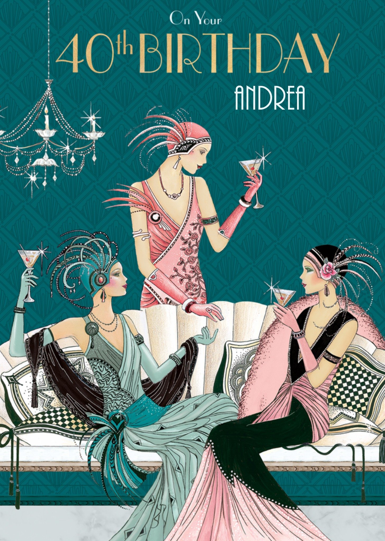 40th Birthday Art Deco Card Ecard