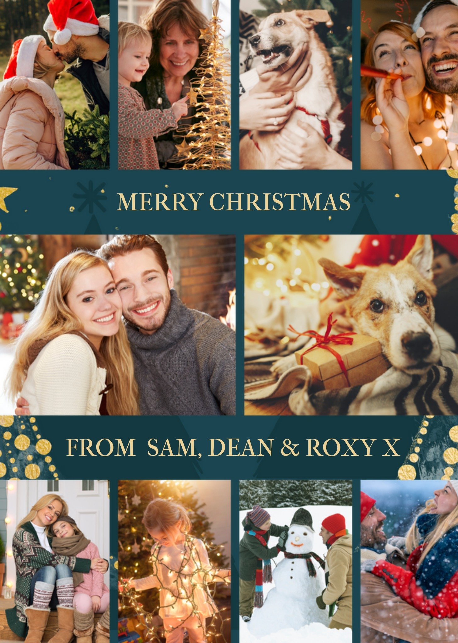 Moonpig Warm Festive Merry Christmas Collage Photo Upload Christmas Card, Large