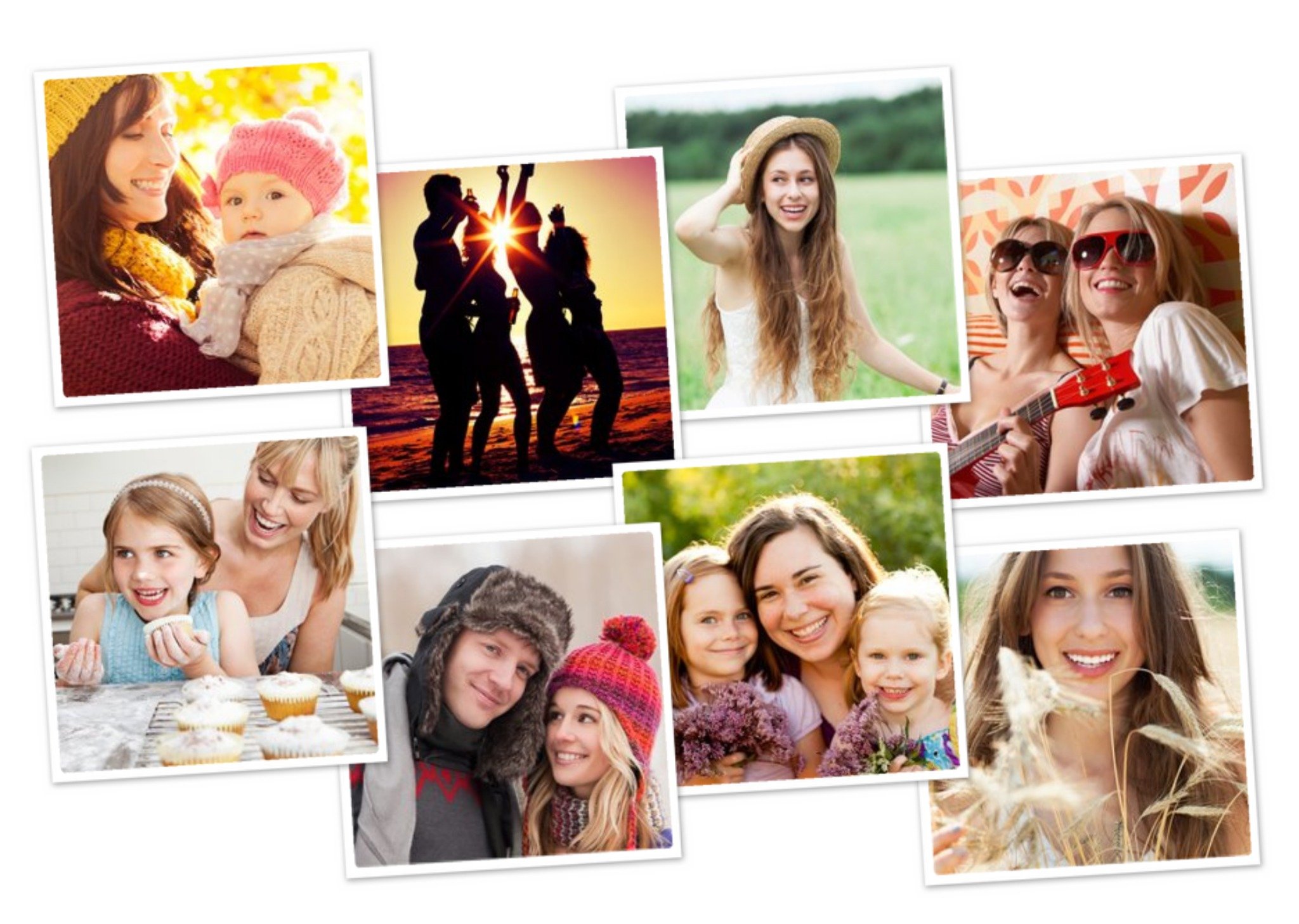 Classic 8 Squares Personalised Photo Upload Greetings Card Ecard