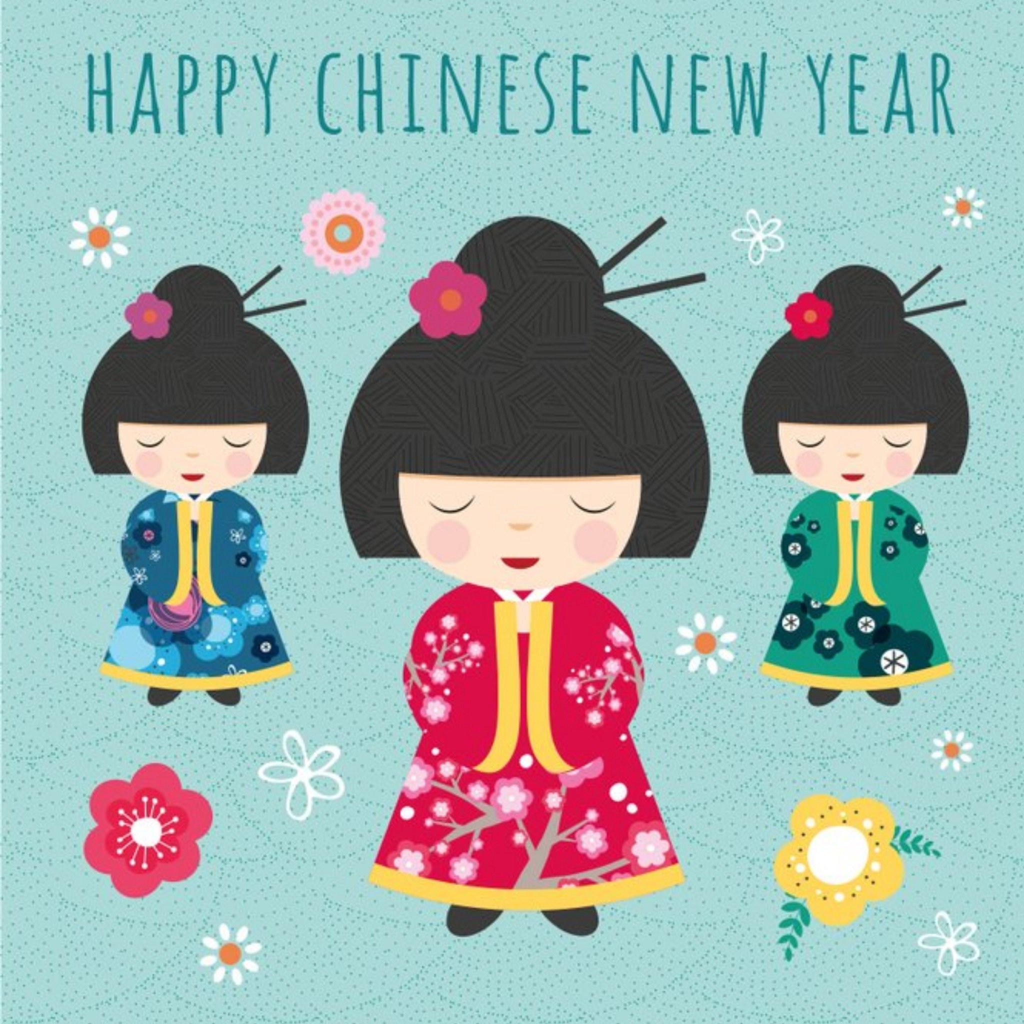 Moonpig Geishas 2021 Happy Chinese New Year Card, Square