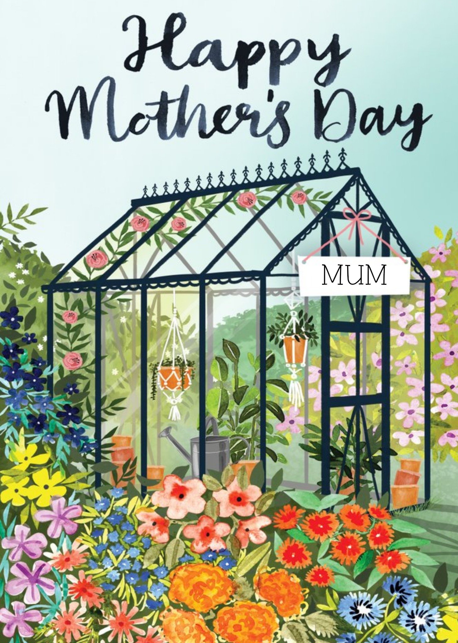 Moonpig Mum's Greenhouse Beautiful Painted Garden Mother's Day Card, Large