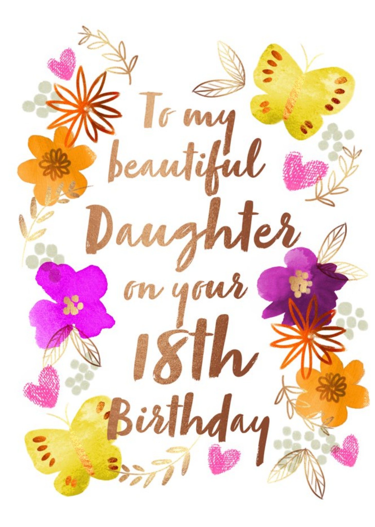 Moonpig Floral To My Beautiful Daughter Happy 18th Birthday Card, Large