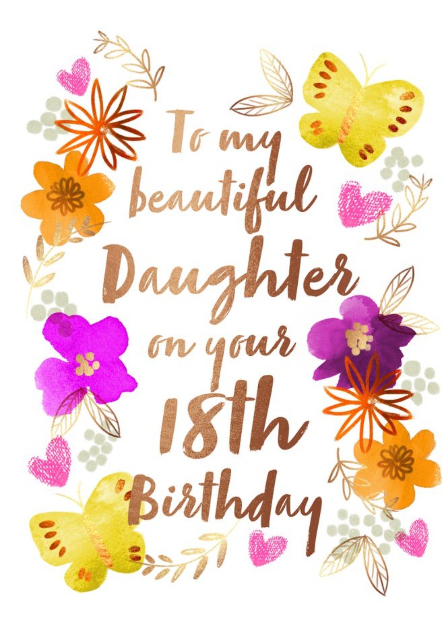 Floral To My Beautiful Daughter Happy 18th Birthday Card Ecard