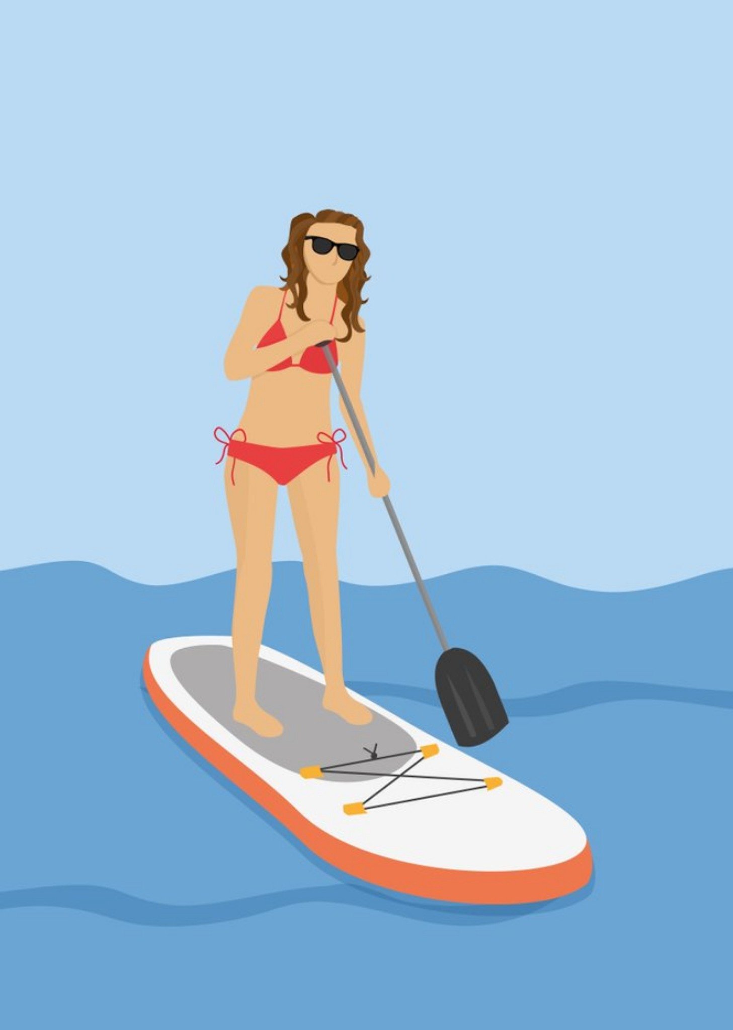 Moonpig Illustration Of Female Paddle Boarding Card, Large