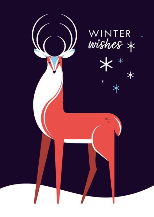 Winter Wishes Deer Illustration Card