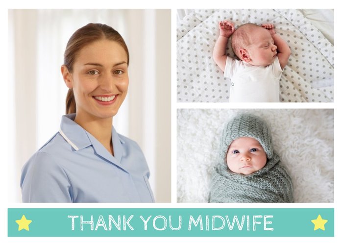 Thank You Midwife Three Photo Upload Card