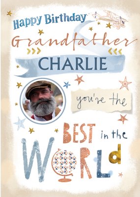 Ling Design Illustrated Best Grandfather Typographic Birthdays Card 