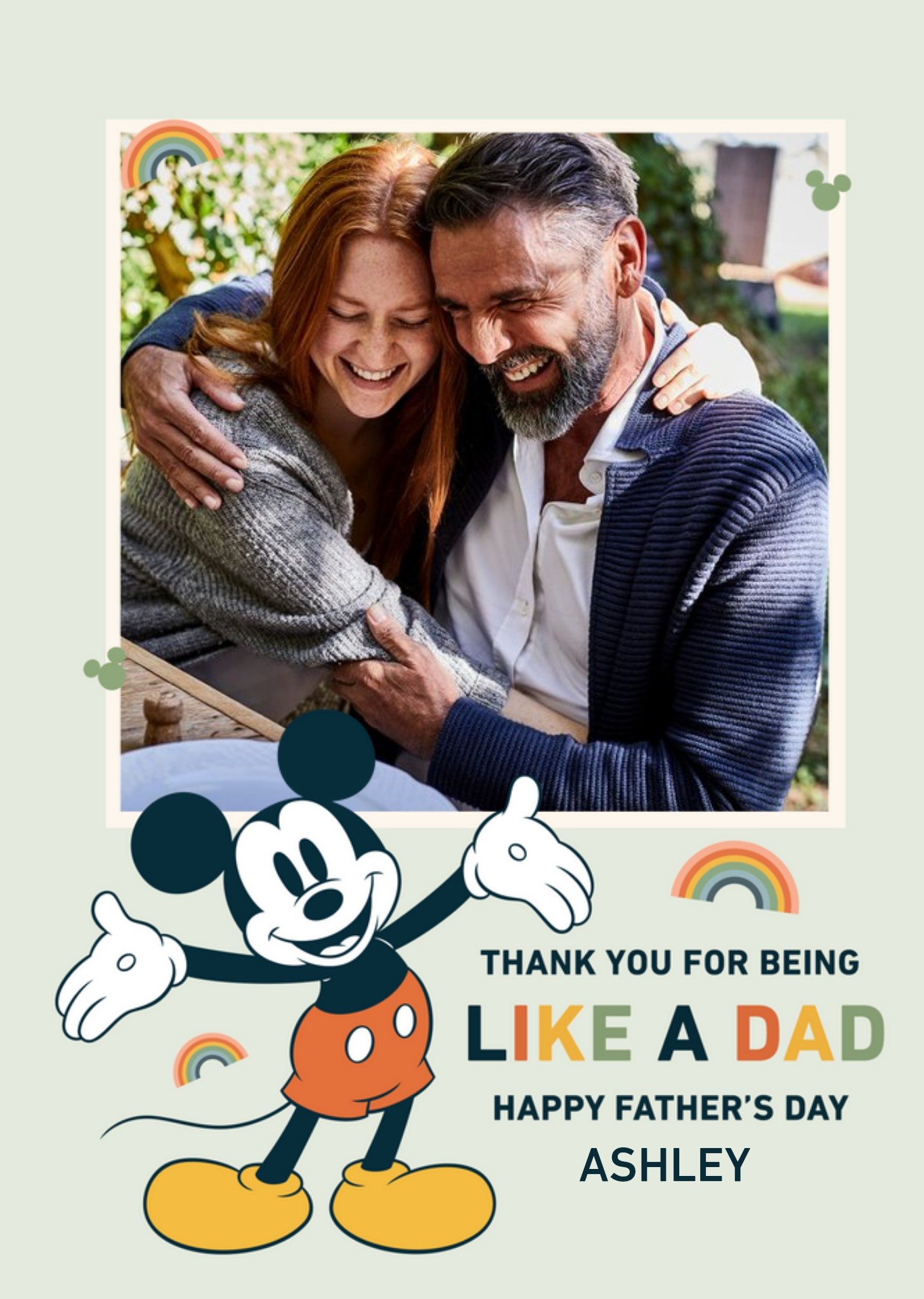 Moonpig Disney Mickey Mouse Like A Dad Photo Upload Father's Day Card Ecard