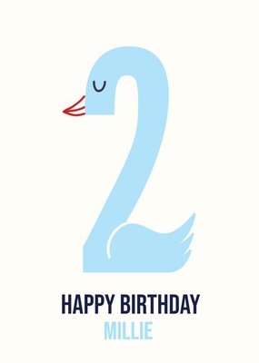 Happy Birthday Card - Cute - Swan