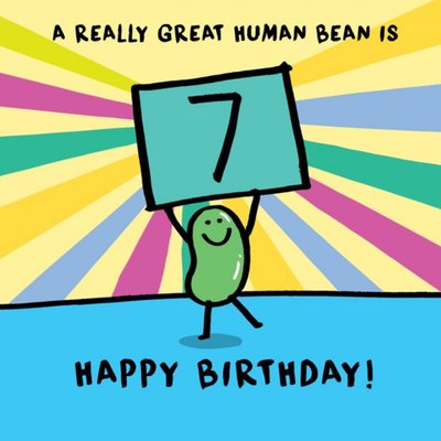 Illustration Of A Bean Character Funny Pun Seventh Birthday Card