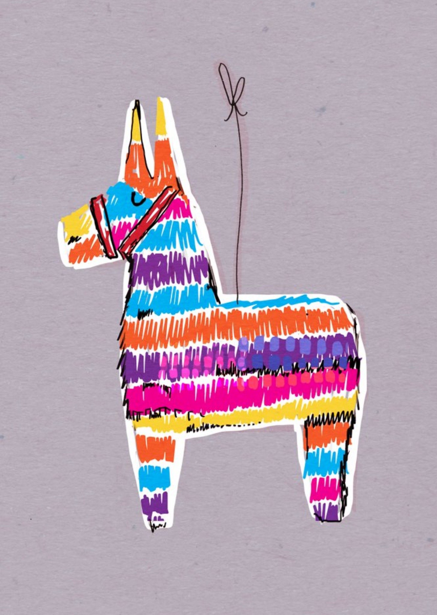 Moonpig Rainbow Pinata Donkey Personalised Card, Large