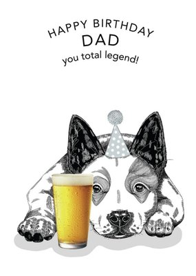 Dotty Dog Art Illustrated Animal Legend Dad Birthday Dogs Card