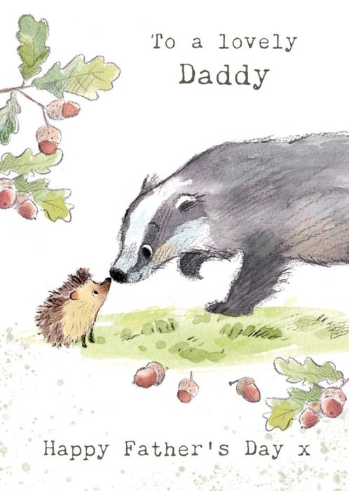 Illustration Of A Badger And A Hedgehog Father's Day Card