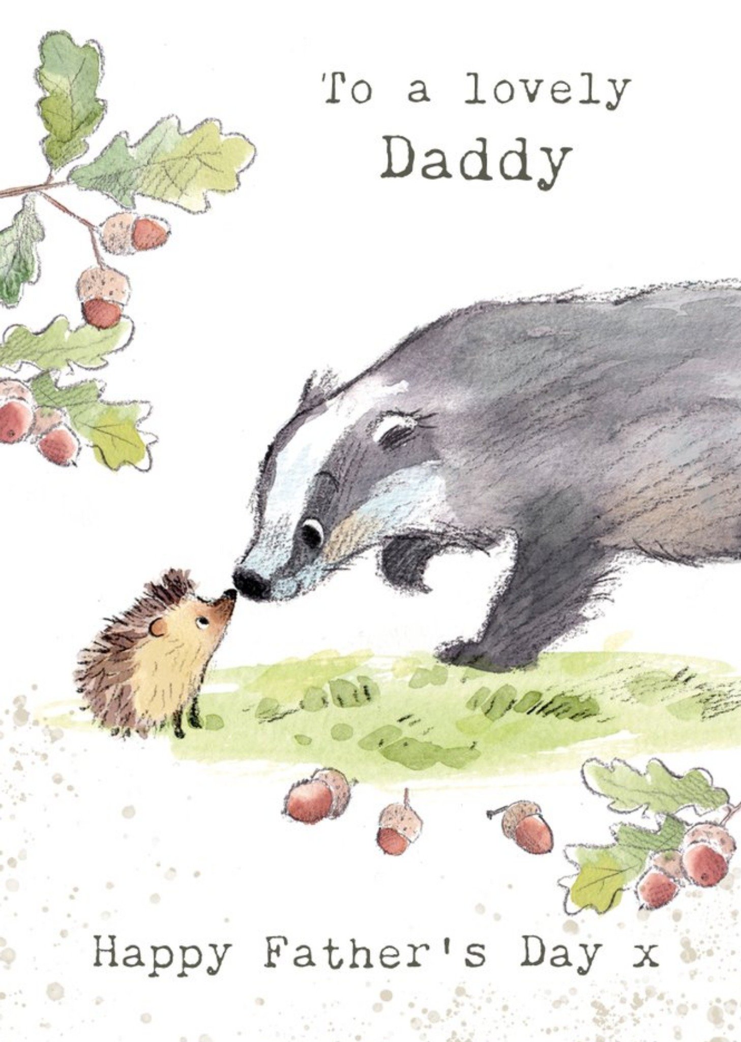 Moonpig Illustration Of A Badger And A Hedgehog Father's Day Card Ecard