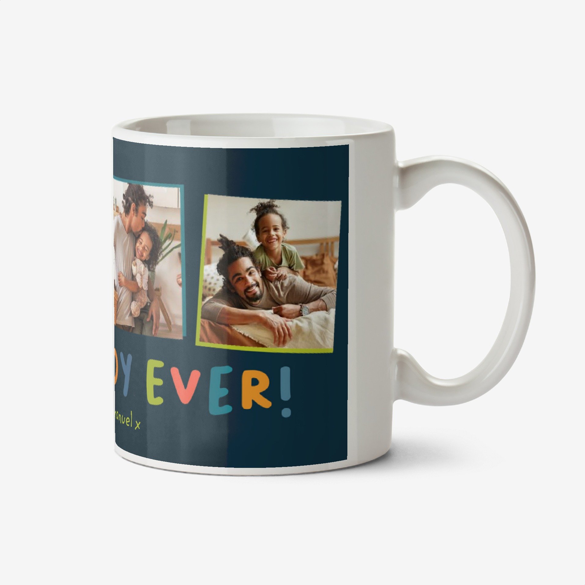 Typographic Four Photo Upload Best Daddy Ever Mug Ceramic Mug