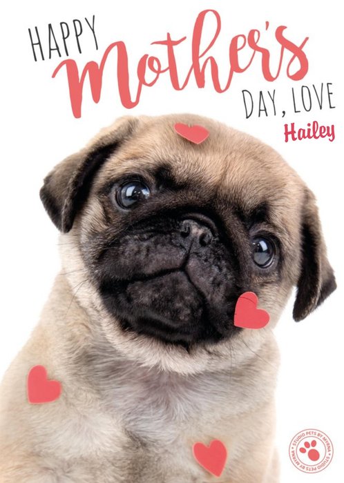 Personalised Happy Mothers Day Pug Card