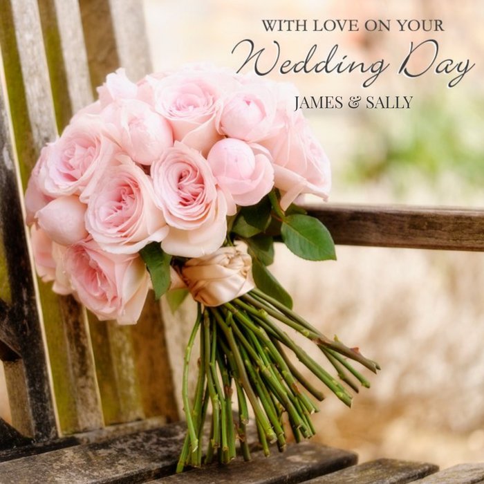 Bunch Of Roses Personalised With Love On Your Wedding Day Card