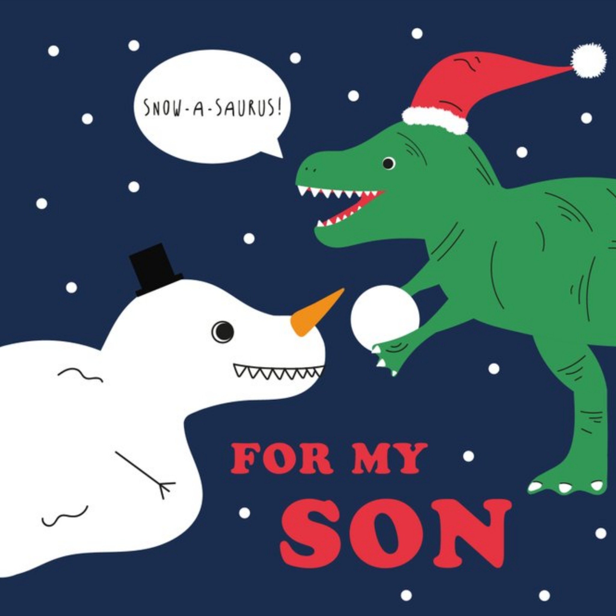 Cute Snowasauras Son Christmas Card, Square