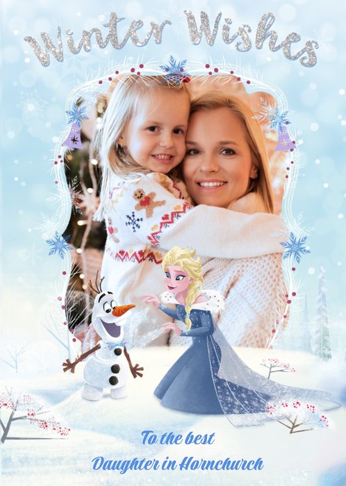 Disney Frozen Elsa Wine Wishes Photo Upload Christmas Card