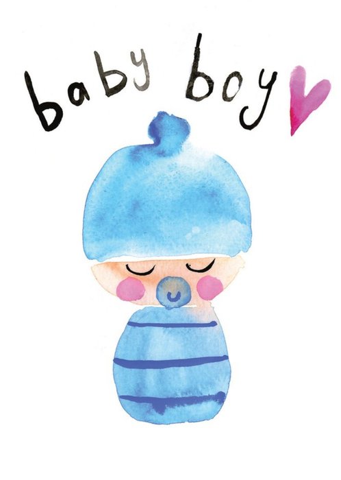 Cute Illustrated Baby Boy Card