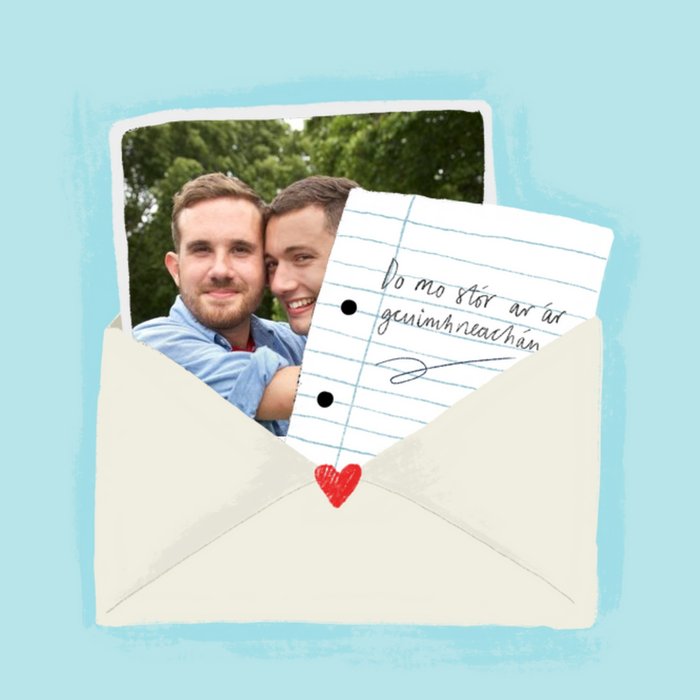 Illustrated Love Letter Photo Upload Anniversary Card