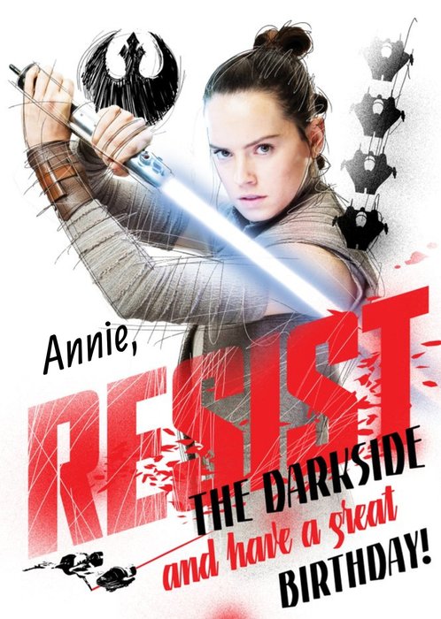 Star Wars Rey Resist The Darkside Personalised Card