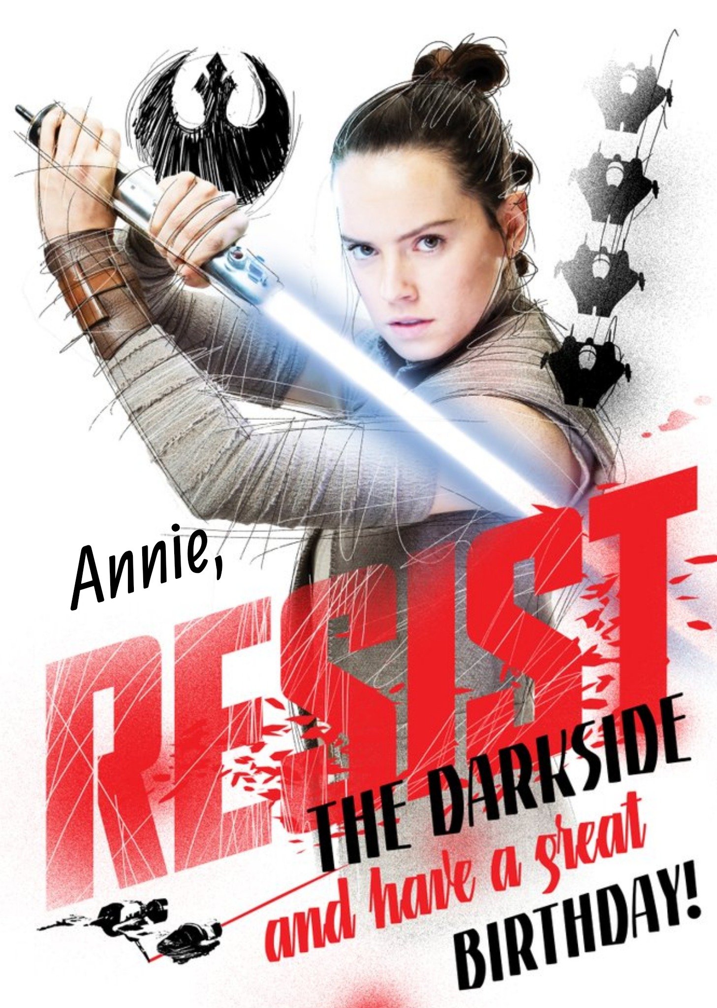 Disney Star Wars Rey Resist The Darkside Personalised Card Ecard