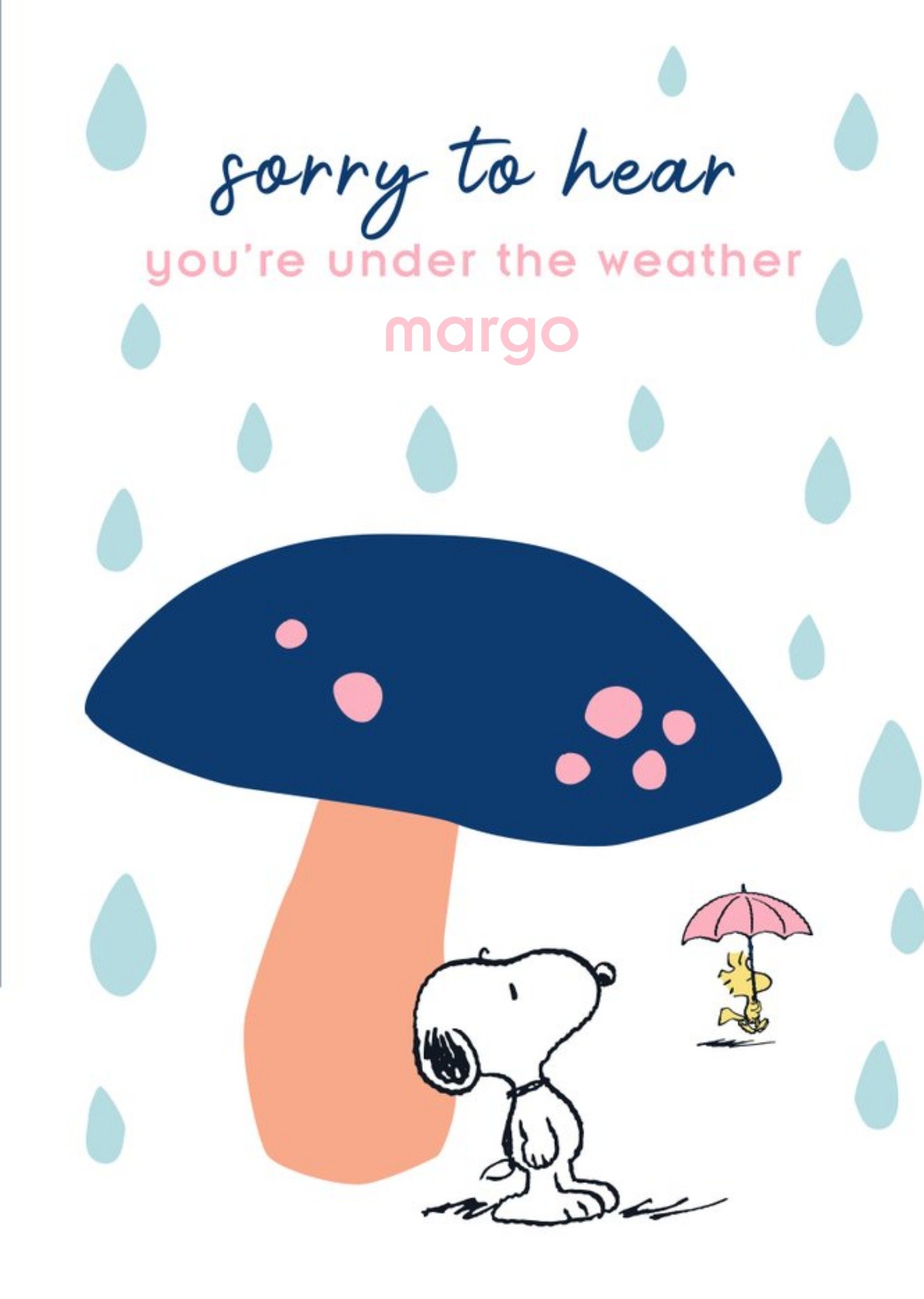 Moonpig Cute Peanuts Snoopy Sorry To Hear You're Under The Weather Get Well Card, Large