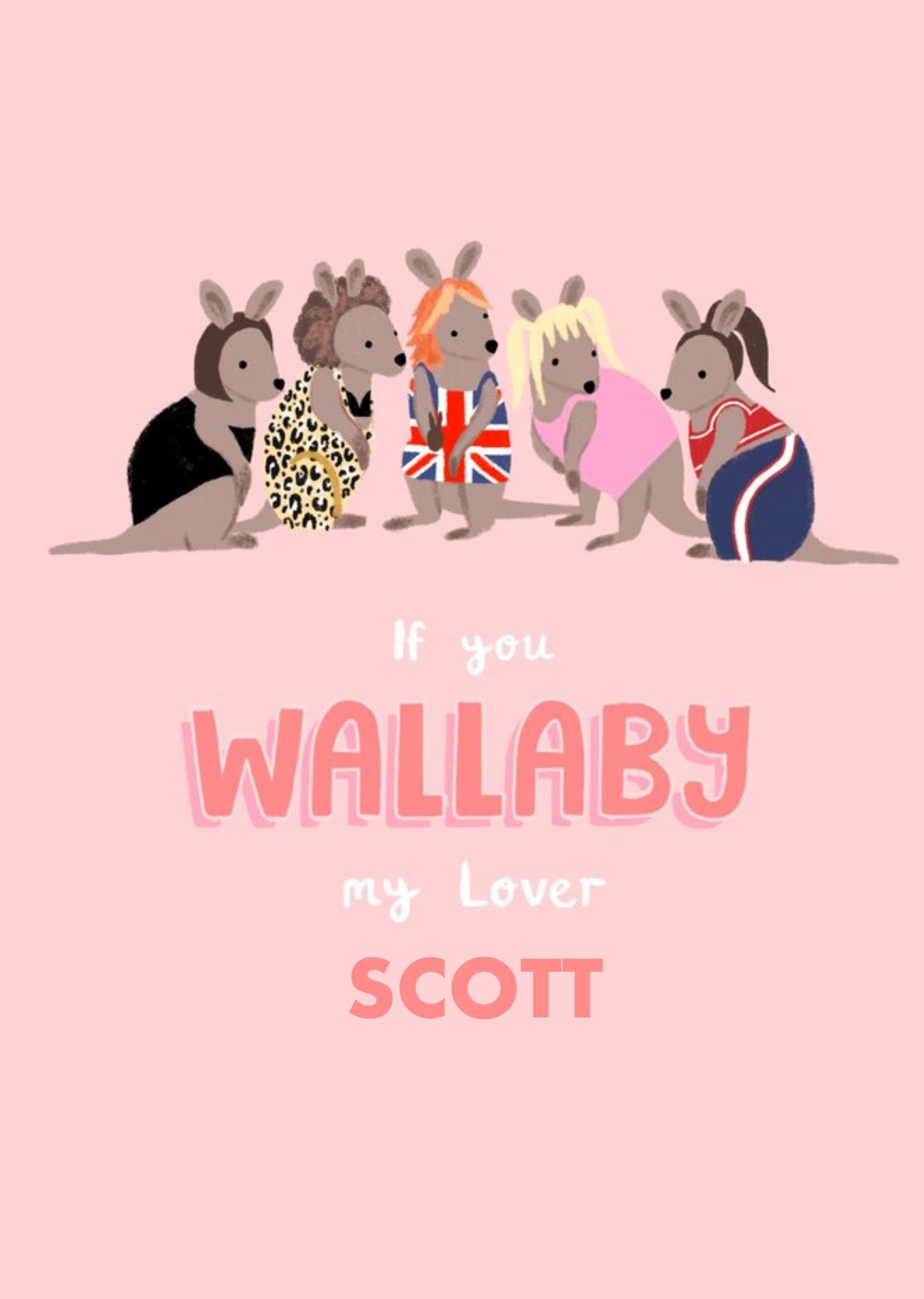 Moonpig Millicent Venton Customisable Illustrated Wallaby Pun Valentine's Day Card Ecard