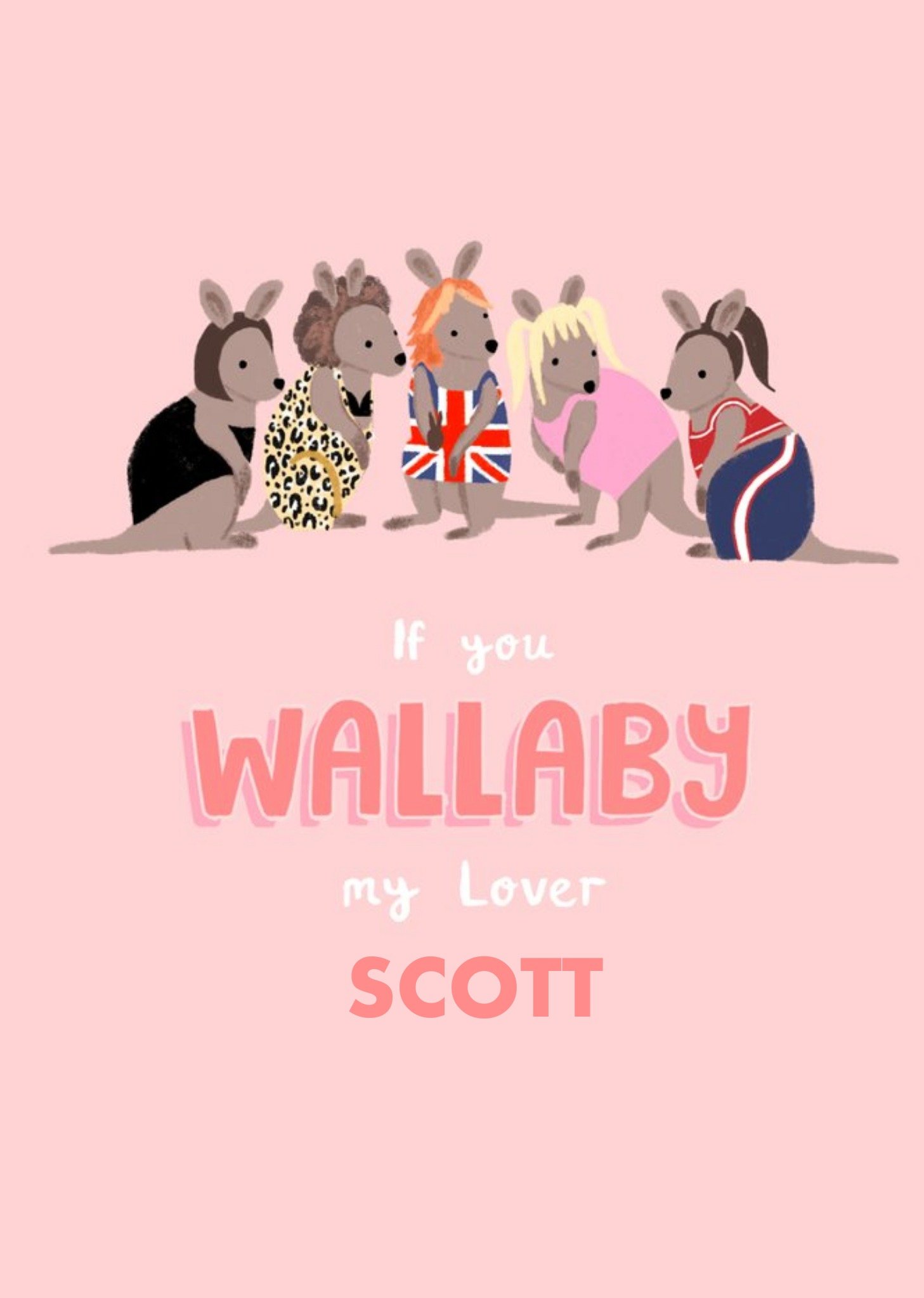 Millicent Venton Customisable Illustrated Wallaby Pun Valentine's Day Card Ecard