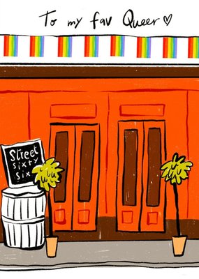 Colourful Illustration Of The Street Sixty Six Gay Bar Favourite Queer Card 