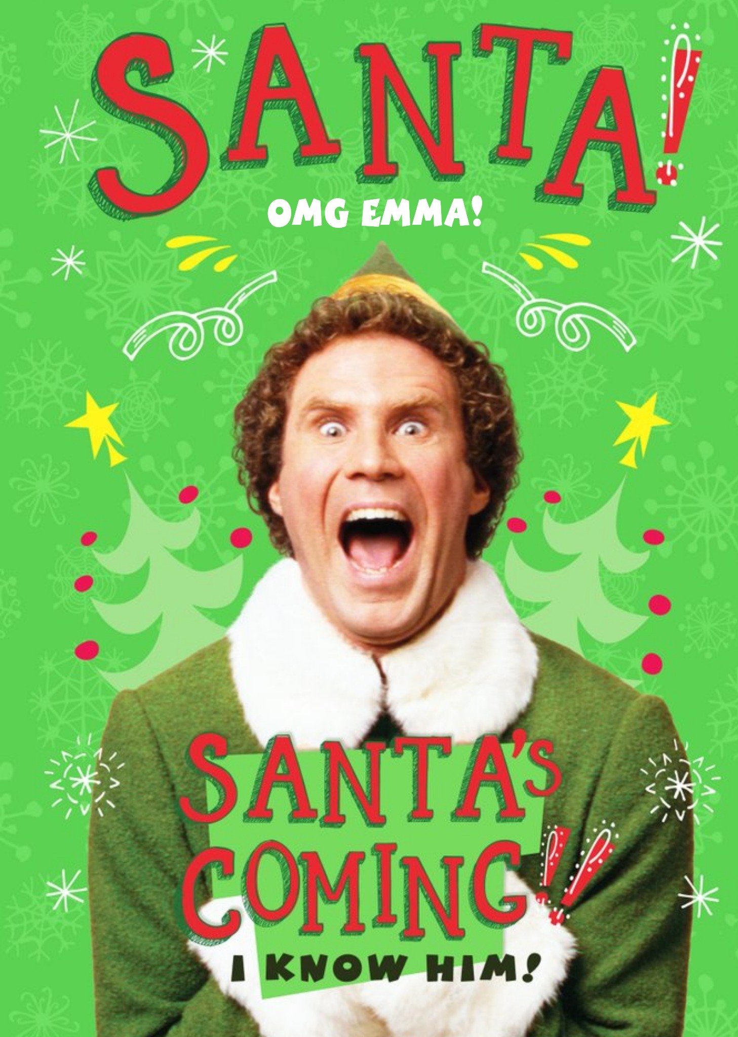 Other Elf Omg Santas Coming Personalised Christmas Card