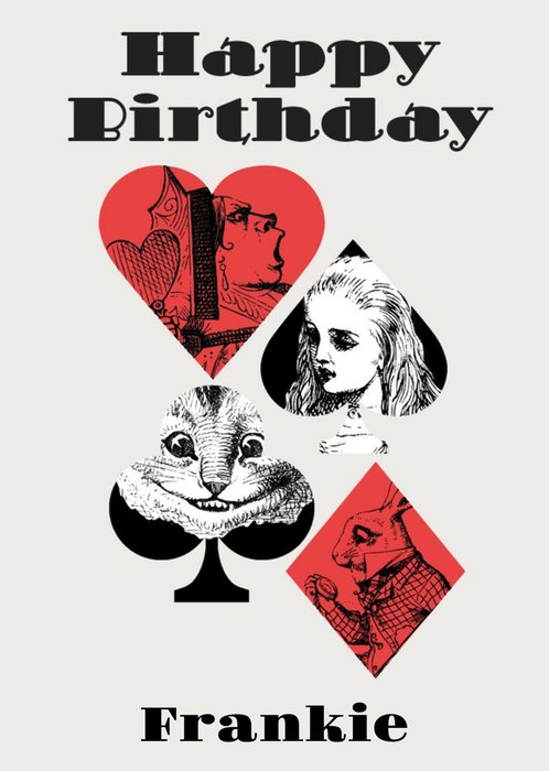 V&A Alice In Wonderland Illustration Card Suits Birthday Card