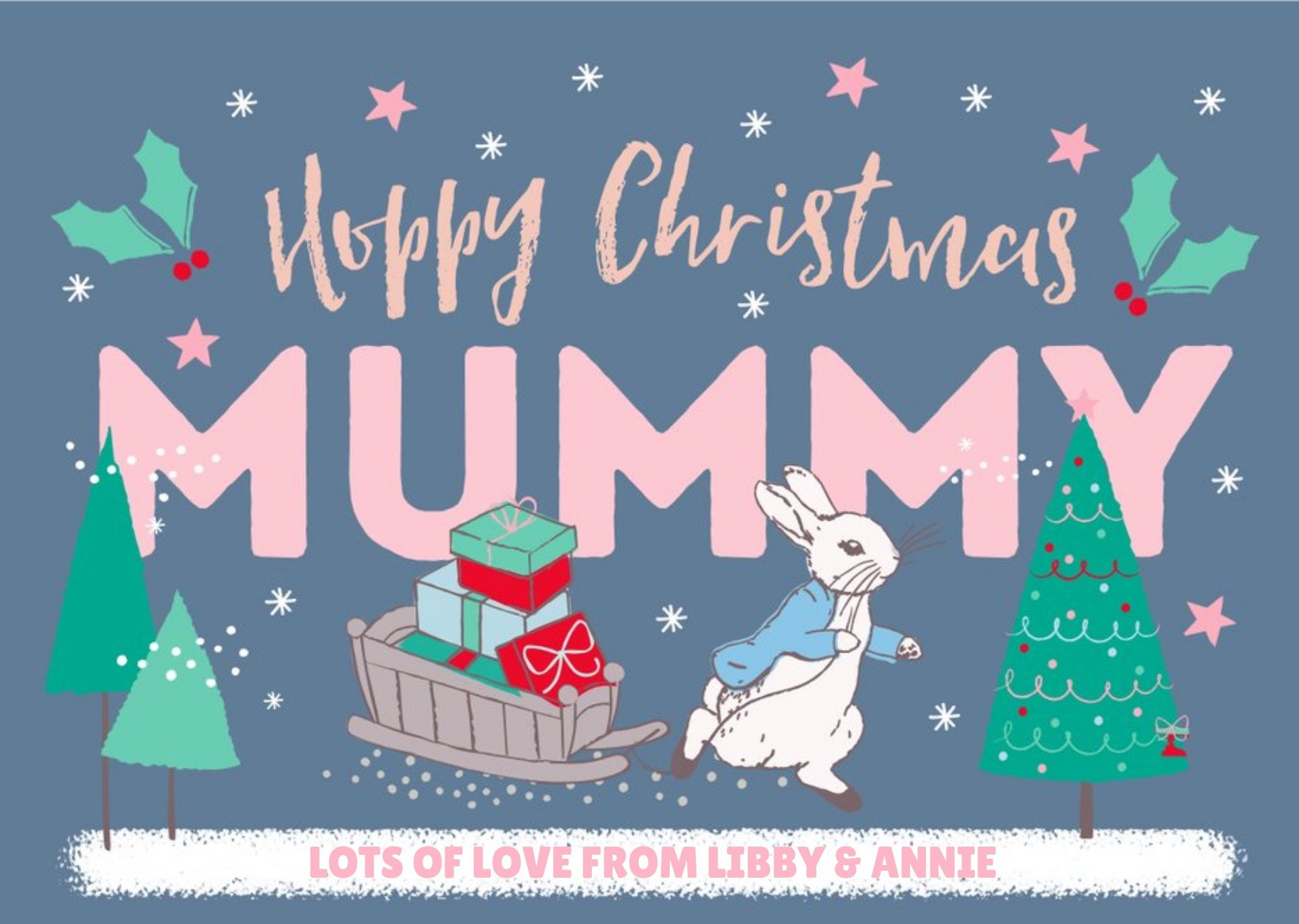 Beatrix Potter Peter Rabbit Christmas Card For Mummy, Large