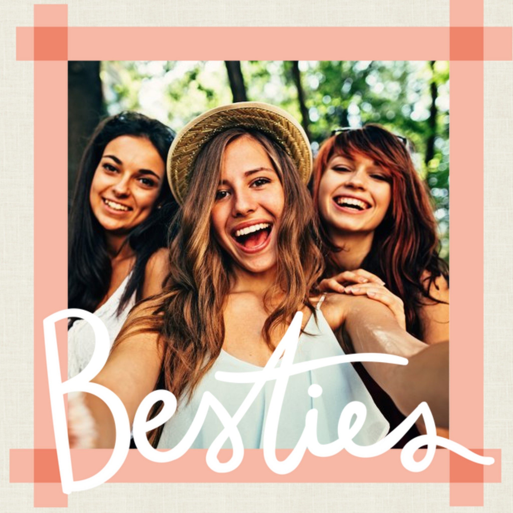 Colourful Border Single-Photo Besties Card, Square