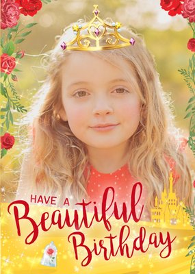 Disney Princess Beauty And The Beast Photo Upload Birthday Card