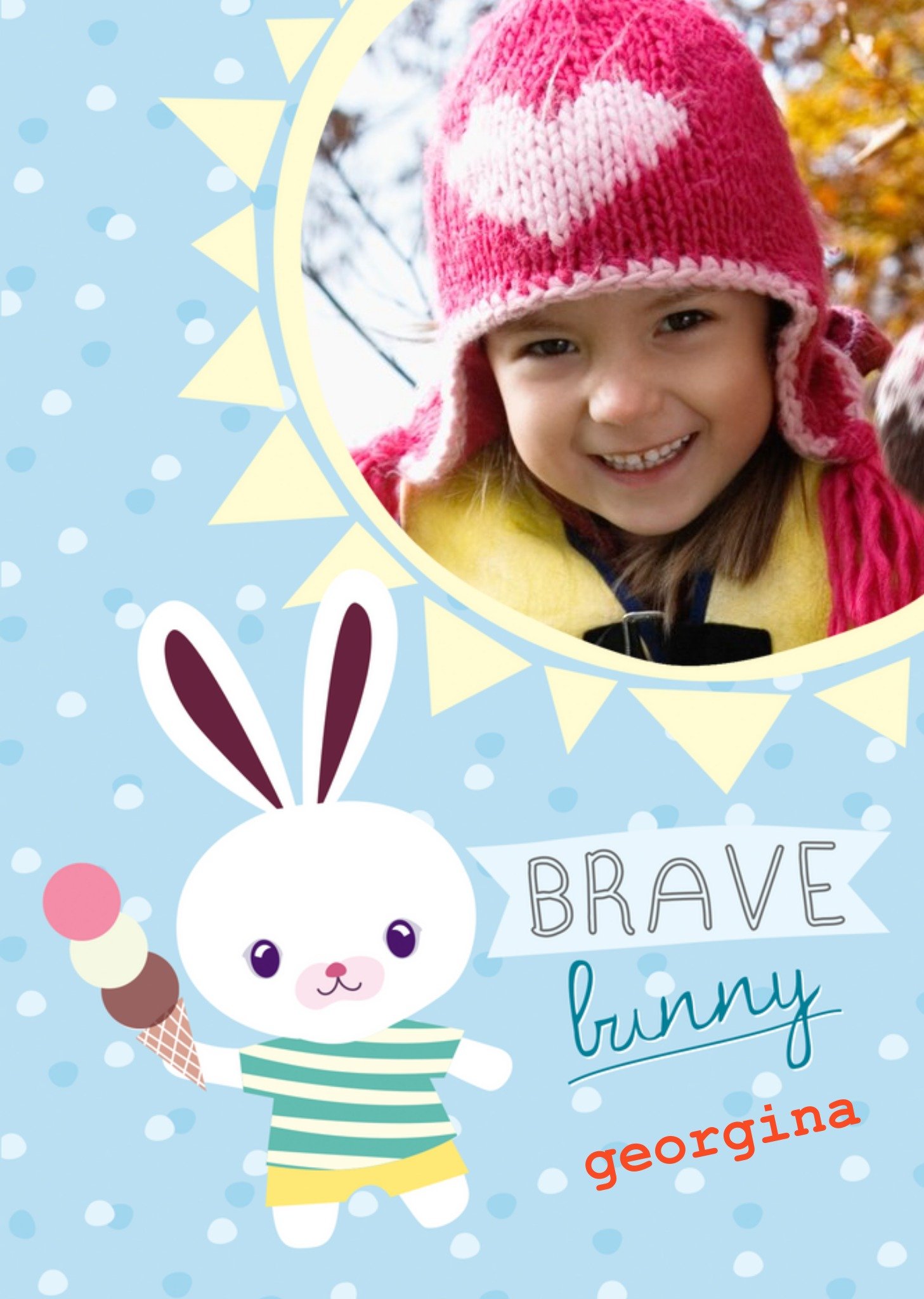 Brave Bunny Personalised Photo Upload Get Well Soon Card Ecard