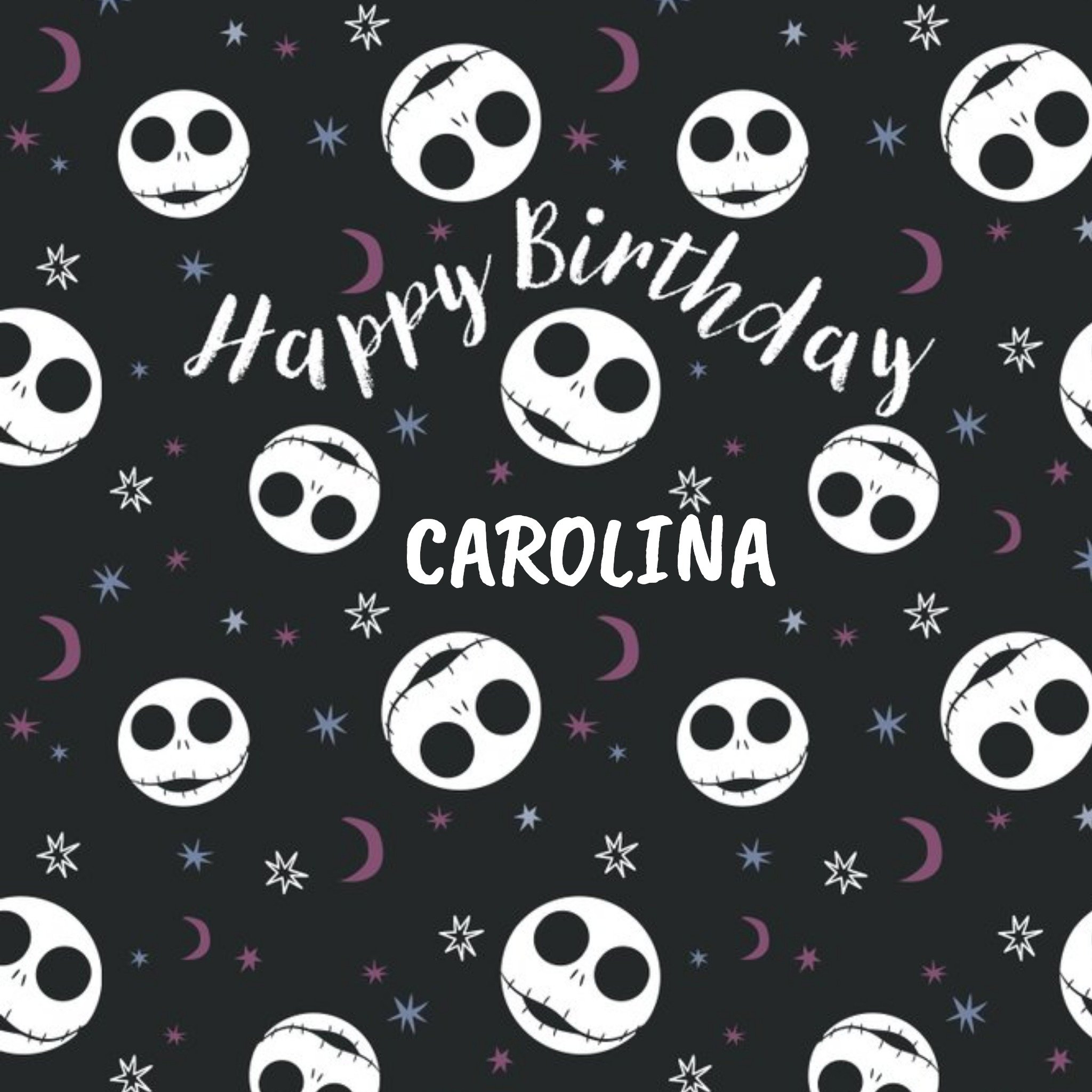 Disney Nightmare Before Christmas Jack Skellington Moon And Stars Pattern Birthday Card, Square