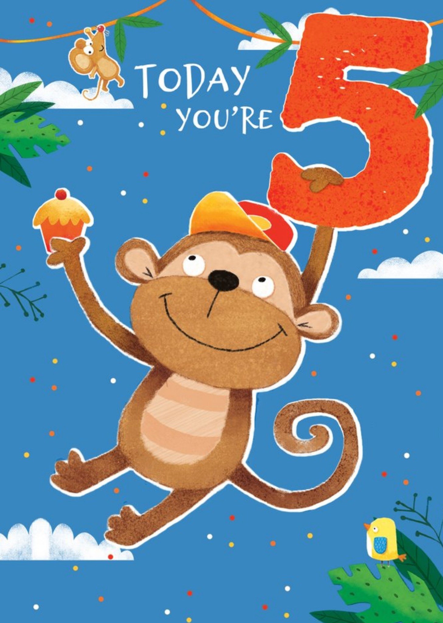 Moonpig Today You're 5 Cute Monkey Birthday Card, Large