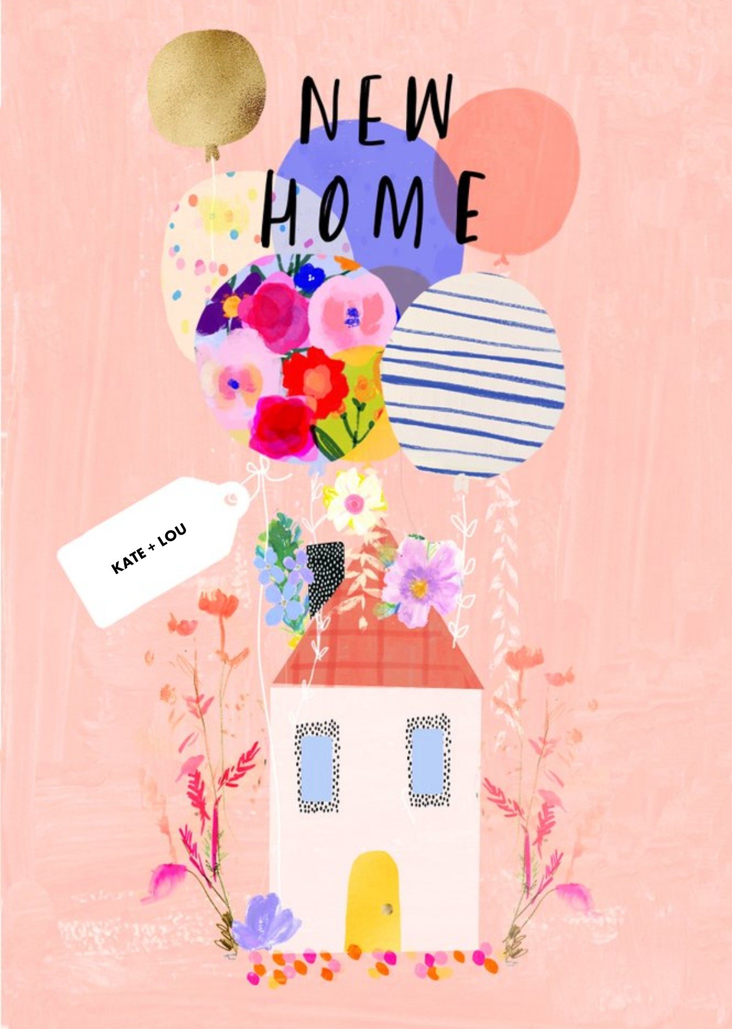 Moonpig Katt Jones Illustration Colourful Floral New Home Card, Large