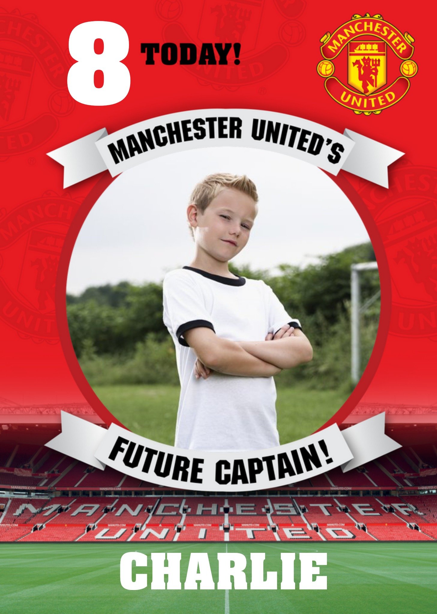 Manchester United's Future Captain Photo Upload Birthday Card, Large