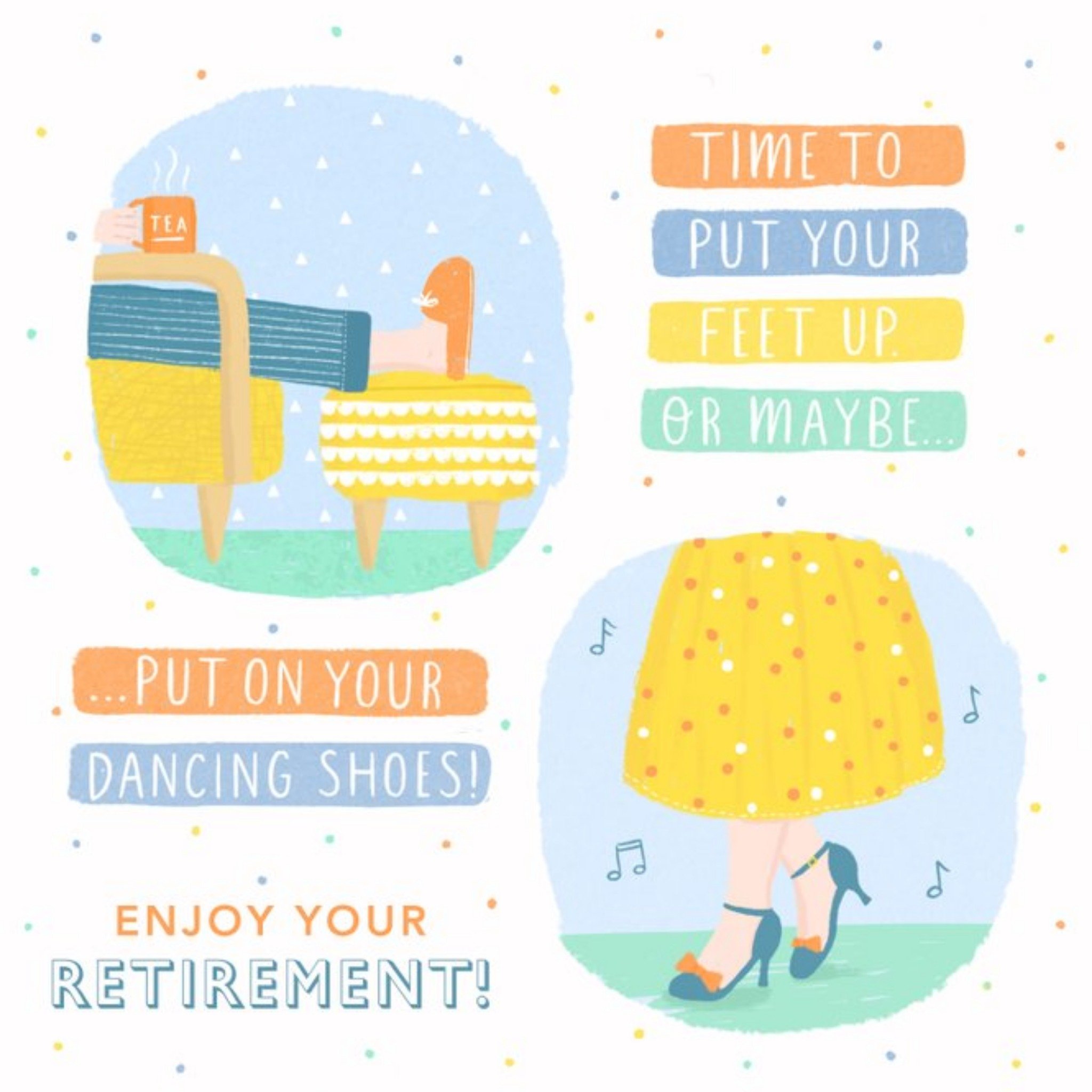 Claire Nicholson Illustrated Feet Retirement Card, Square