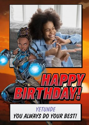 Marvel Avengers Black Pantha Photo Upload Birthday Card