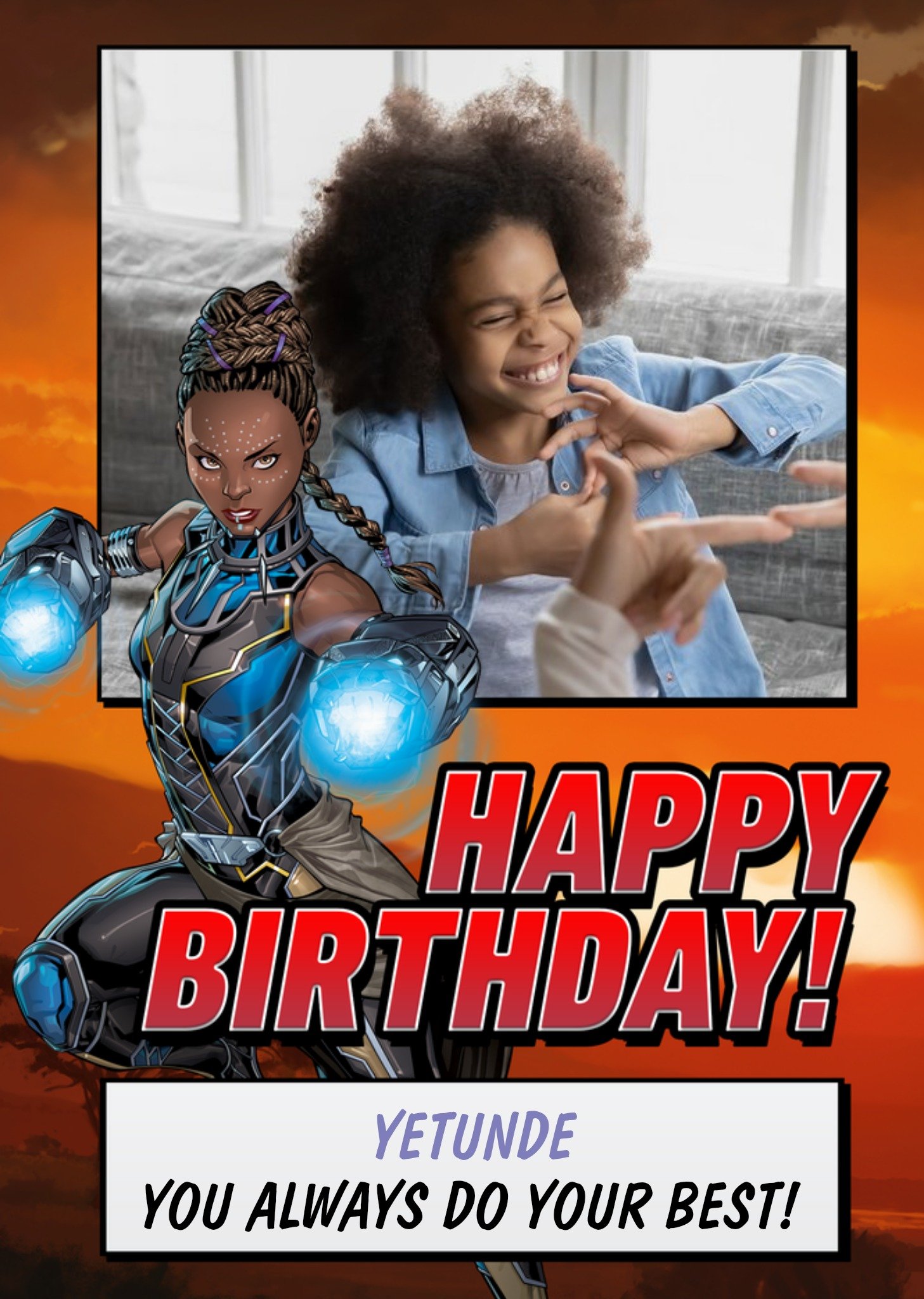 Marvel Avengers Black Pantha Photo Upload Birthday Card Ecard