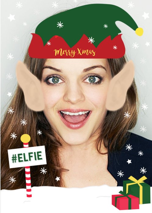 #Elfie Merry Christmas Face Upload Card