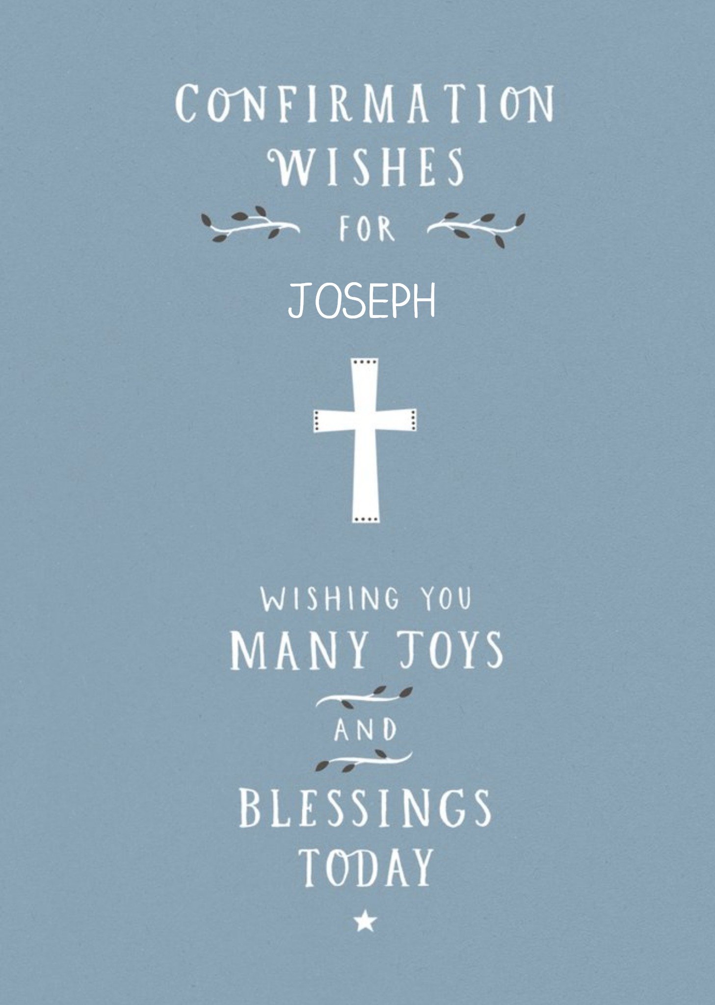 Moonpig Guk Typographic Cross Blessings Confirmation Card Ecard