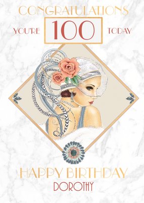 Congratulations 100 Today Art Deco Card
